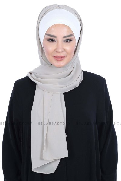 Vera - Hijab Chiffon Pratico Creme & Taupe