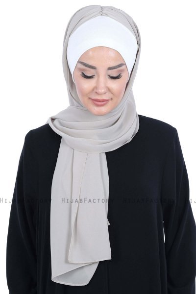 Vera - Hijab Chiffon Pratico Creme & Taupe