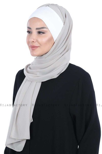 Vera - Hijab Chiffon Pratico Creme & Taupe