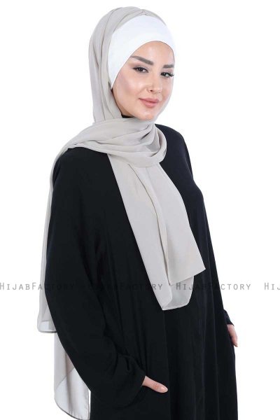 Vera - Hijab Chiffon Pratico Creme & Taupe