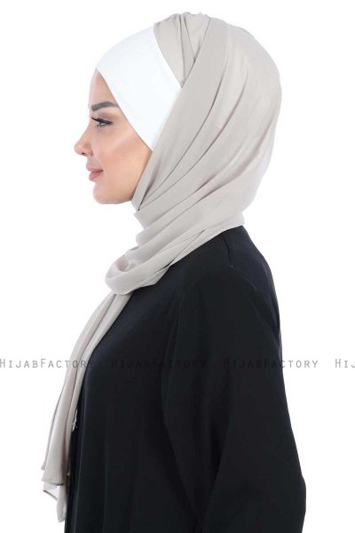 Vera - Hijab Chiffon Pratico Creme & Taupe