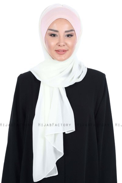 Vera - Hijab Chiffon Pratico Rosa Antico & Creme