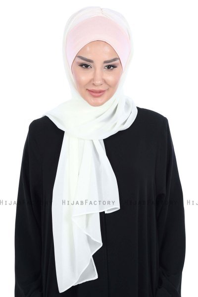 Vera - Hijab Chiffon Pratico Rosa Antico & Creme