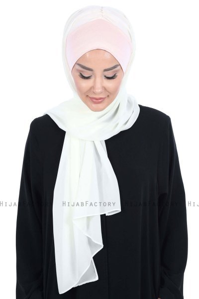 Vera - Hijab Chiffon Pratico Rosa Antico & Creme