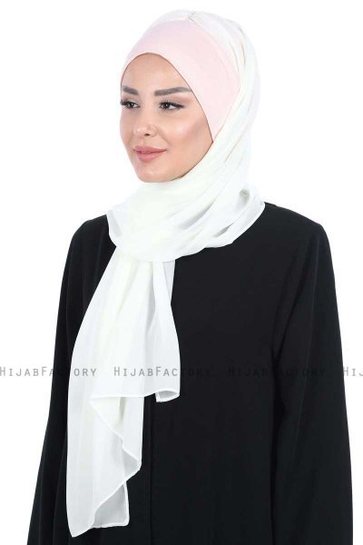 Vera - Hijab Chiffon Pratico Rosa Antico & Creme