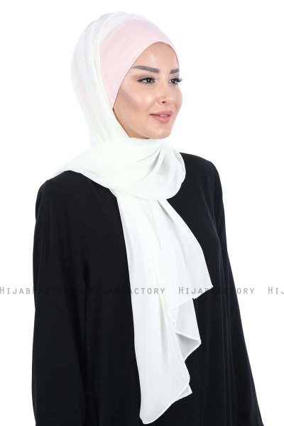 Vera - Hijab Chiffon Pratico Rosa Antico & Creme