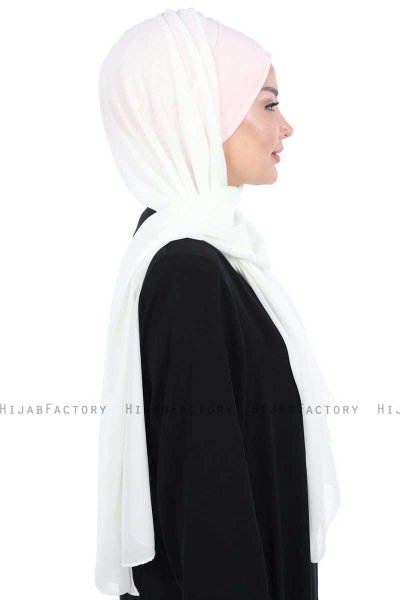 Vera - Hijab Chiffon Pratico Rosa Antico & Creme