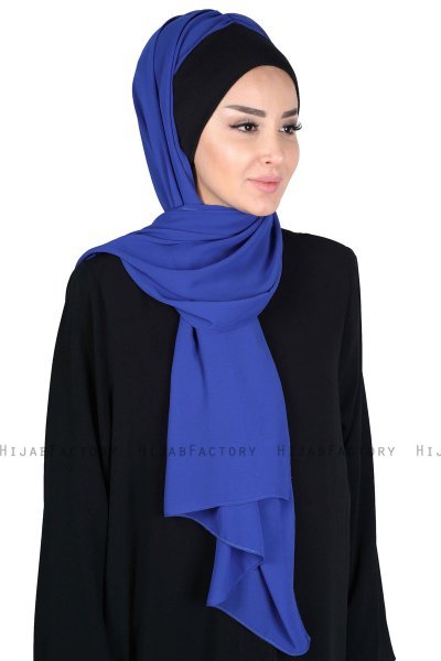 Vera - Hijab Chiffon Pratico Nero & Blu