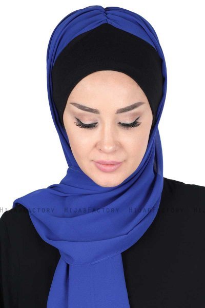 Vera - Hijab Chiffon Pratico Nero & Blu
