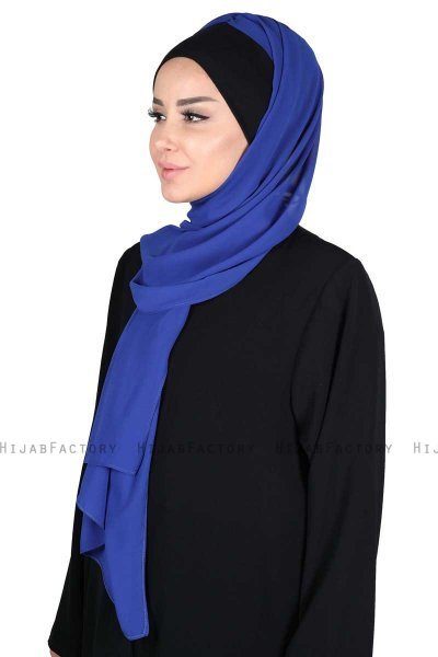 Vera - Hijab Chiffon Pratico Nero & Blu