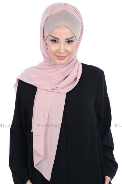 Vera - Hijab Chiffon Pratico Taupe & Rosa Antico
