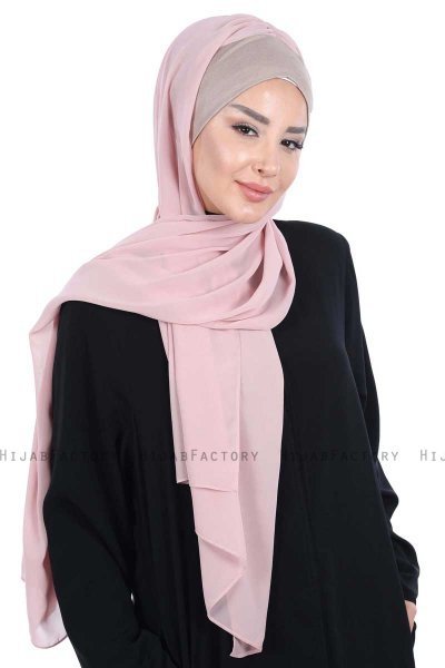 Vera - Hijab Chiffon Pratico Taupe & Rosa Antico