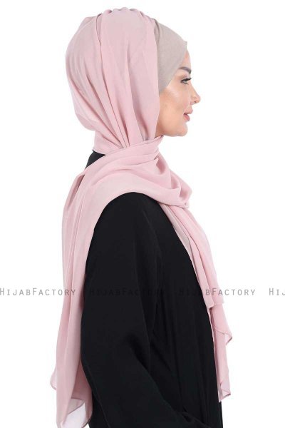 Vera - Hijab Chiffon Pratico Taupe & Rosa Antico