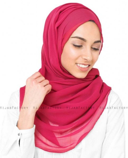 Virtual Pink - Fuschia Poly Chiffon Hijab 5RA49b