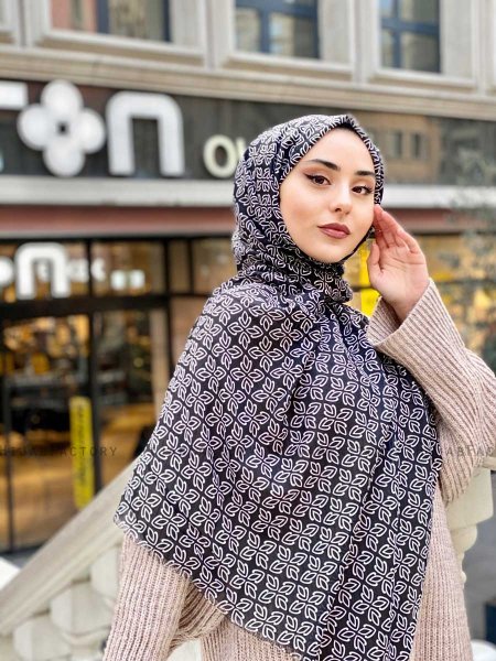 Wahida - Hijab Fantasia Di Cotone Nero - Mirach