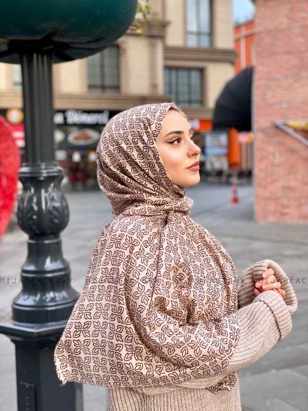 Wahida - Hijab Fantasia Di Cotone Taupe - Mirach