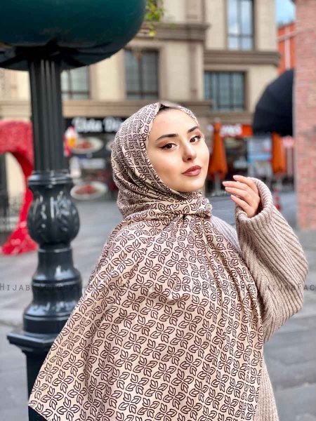 Wahida - Hijab Fantasia Di Cotone Taupe - Mirach