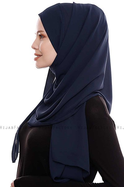 Yara - Hijab Crepe Pratico One Piece Blu Navy