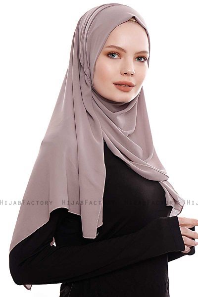 Yara - Hijab Crepe Pratico One Piece Taupe Scuro