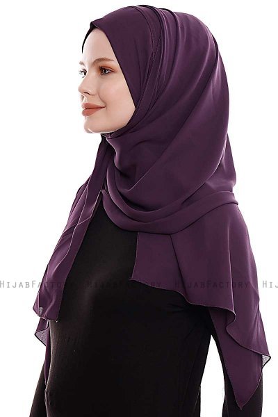 Yara - Hijab Crepe Pratico One Piece Viola Scuro