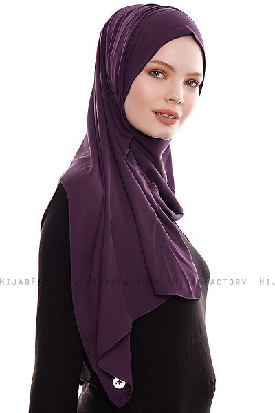 Yara - Hijab Crepe Pratico One Piece Viola Scuro