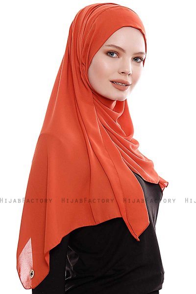 Yara - Hijab Crepe Pratico One Piece Rosso Mattone