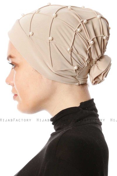 Yaren - Turbante Crepe Chiffon Beige - Sehr-i Sal