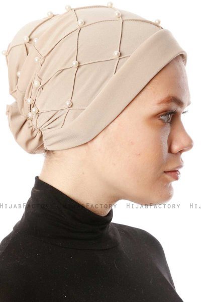 Yaren - Turbante Crepe Chiffon Beige - Sehr-i Sal