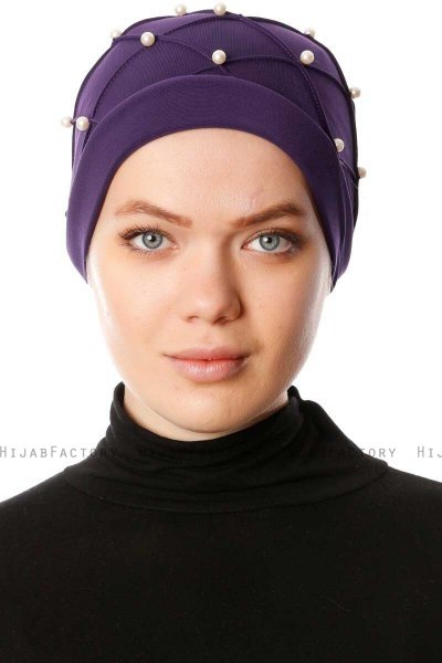 Yaren - Turbante Crepe Chiffon Viola Scuro - Sehr-i Sal