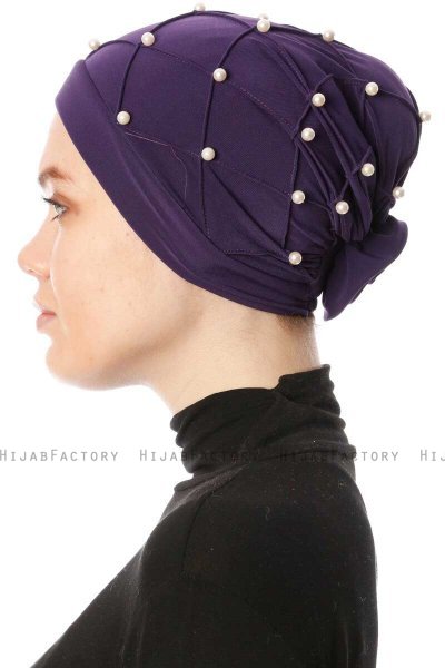 Yaren - Turbante Crepe Chiffon Viola Scuro - Sehr-i Sal