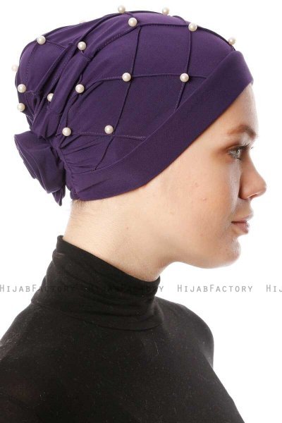 Yaren - Turbante Crepe Chiffon Viola Scuro - Sehr-i Sal