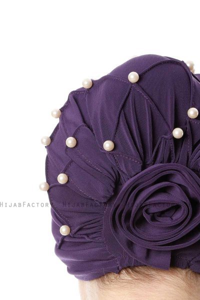 Yaren - Turbante Crepe Chiffon Viola Scuro - Sehr-i Sal