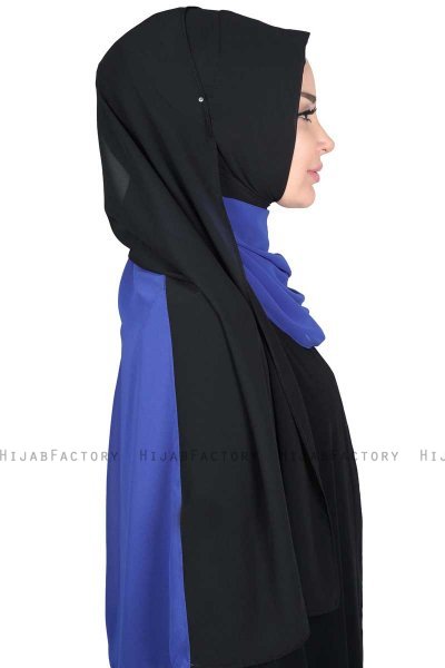 Ylva - Hijab Chiffon Pratico Blu & Nero