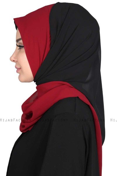 Ylva - Hijab Chiffon Pratico Bordò & Nero