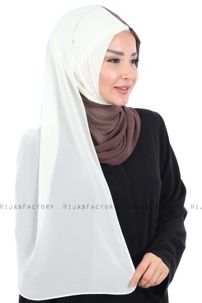 Ylva - Hijab Chiffon Pratico Marrone & Creme