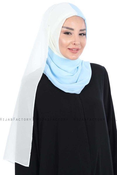 Ylva - Hijab Chiffon Pratico Creme & Azzurro