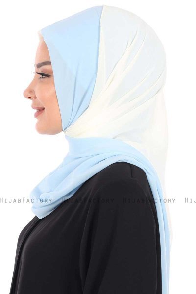 Ylva - Hijab Chiffon Pratico Creme & Azzurro