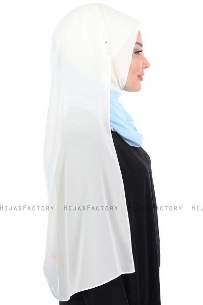 Ylva - Hijab Chiffon Pratico Creme & Azzurro