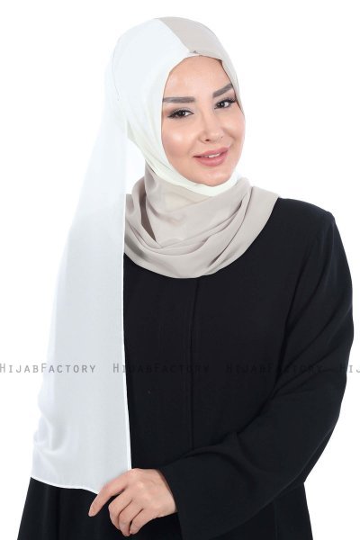 Ylva - Hijab Chiffon Pratico Creme & Taupe