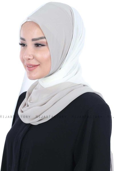 Ylva - Hijab Chiffon Pratico Creme & Taupe