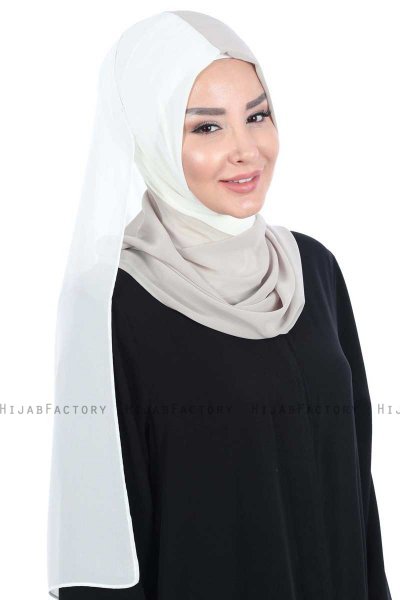 Ylva - Hijab Chiffon Pratico Creme & Taupe