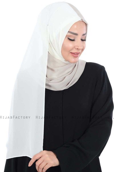 Ylva - Hijab Chiffon Pratico Creme & Taupe
