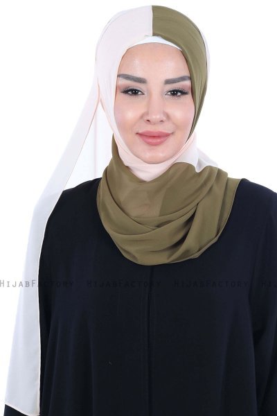 Ylva - Hijab Chiffon Pratico Cachi & Beige