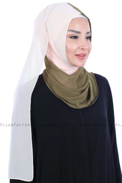 Ylva - Hijab Chiffon Pratico Cachi & Beige