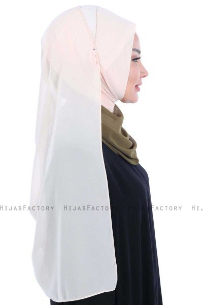 Ylva - Hijab Chiffon Pratico Cachi & Beige
