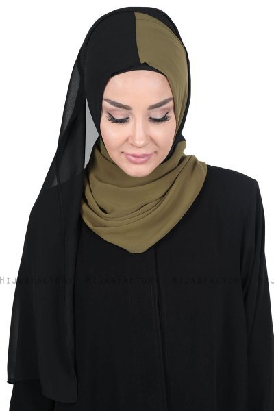 Ylva - Hijab Chiffon Pratico Cachi & Nero