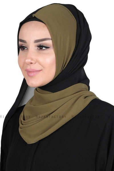 Ylva - Hijab Chiffon Pratico Cachi & Nero