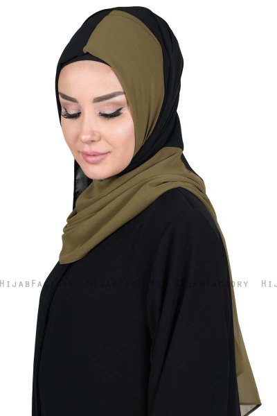 Ylva - Hijab Chiffon Pratico Cachi & Nero