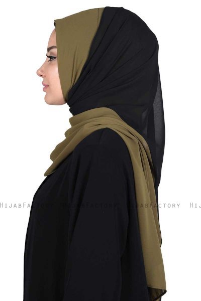 Ylva - Hijab Chiffon Pratico Cachi & Nero