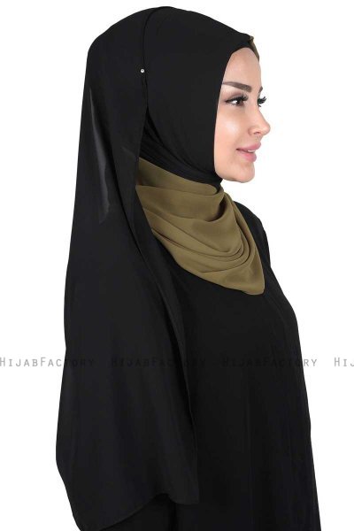 Ylva - Hijab Chiffon Pratico Cachi & Nero